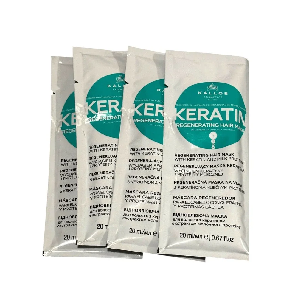 Kallos Keratin Regenerating Hair Mask with Milk Protein 4 Pack 20ml Sachets